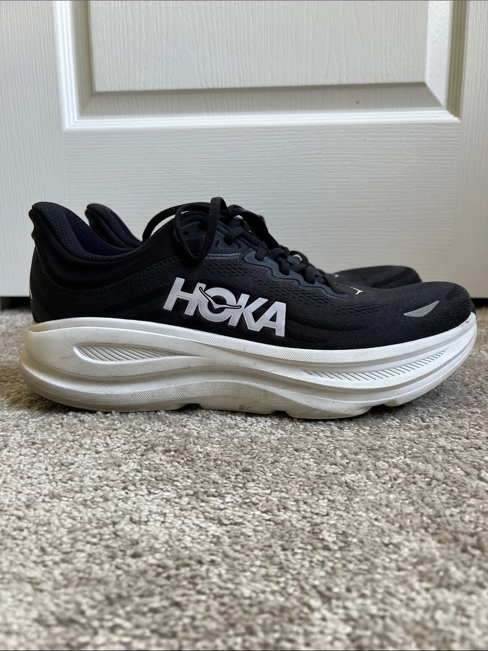 Hoka Men's Black and White Max-Cushion Road Running Shoes